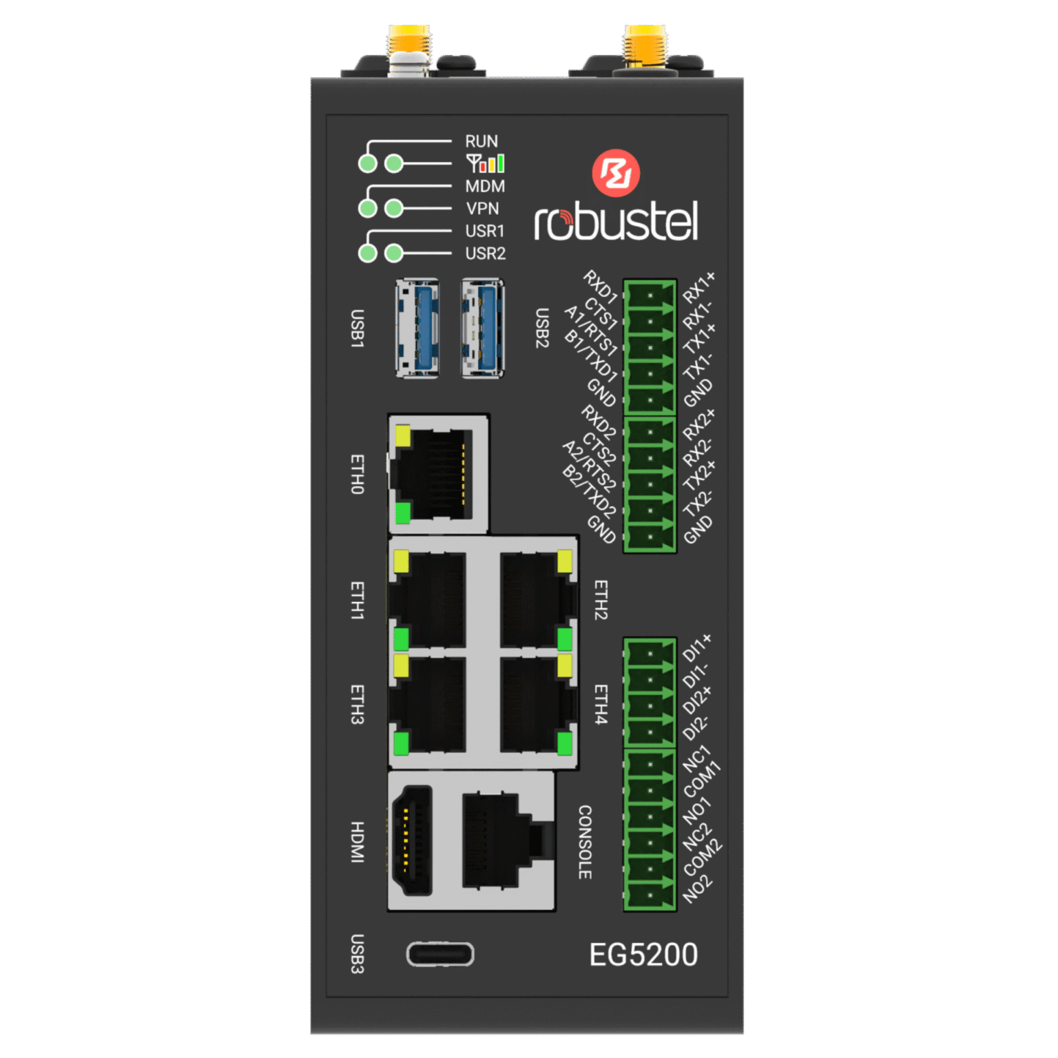 EG5200 dual-SIM 5G/4G industrial edge gateway with 5× GbE | Robustel