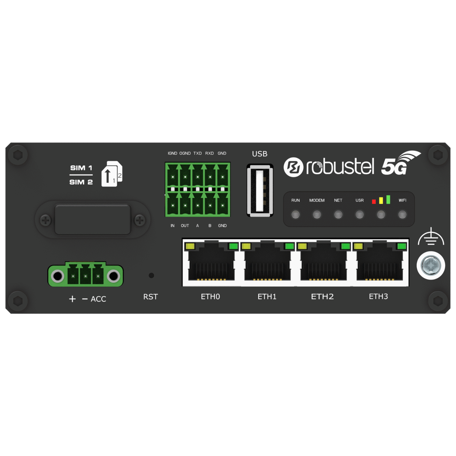 R5020 dual-SIM 5G industrial router with GNSS & PoE-PD | Robustel
