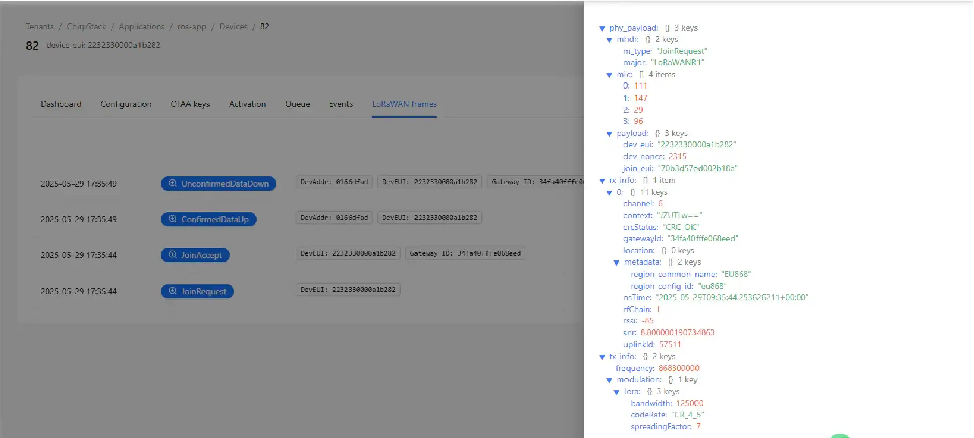 Image of the end device sends a Join Request.