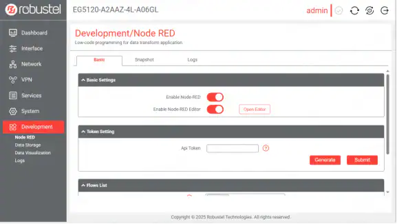 Image of development menu.