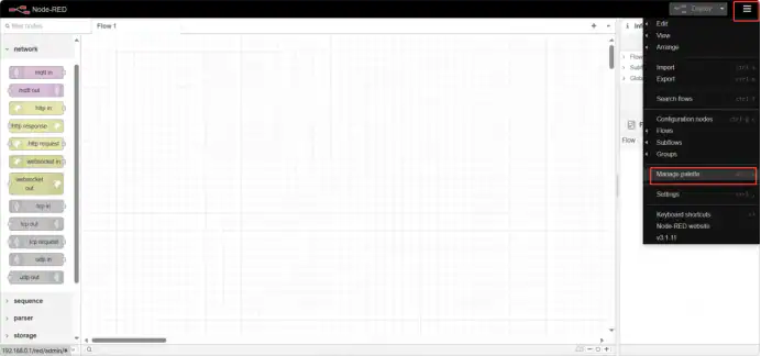 Image of your node-red palette options.