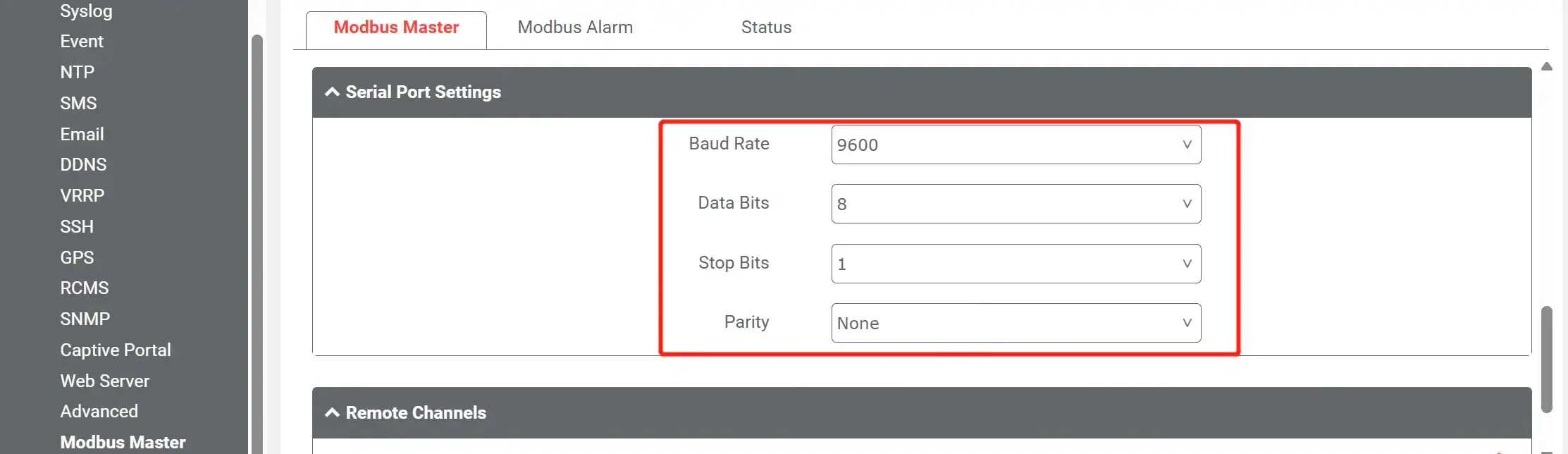 Illustration of serial parameters.