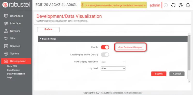 Image of setting up grafana. 