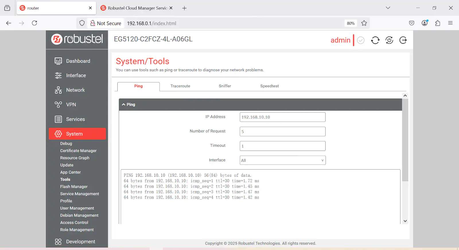 Image of setting local network configuration.