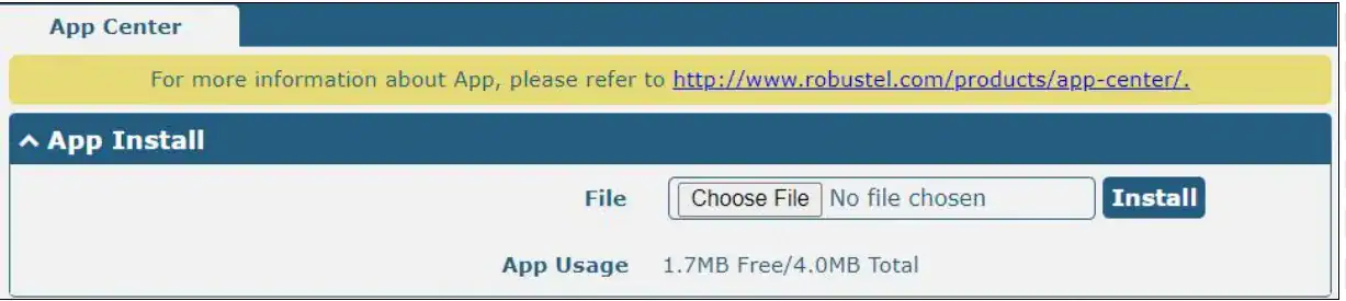Image of app center.