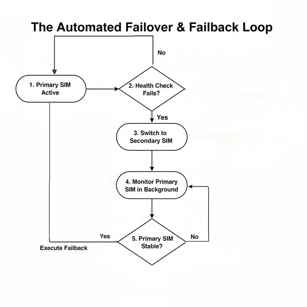 Illustration of the automated failover and failback loop.