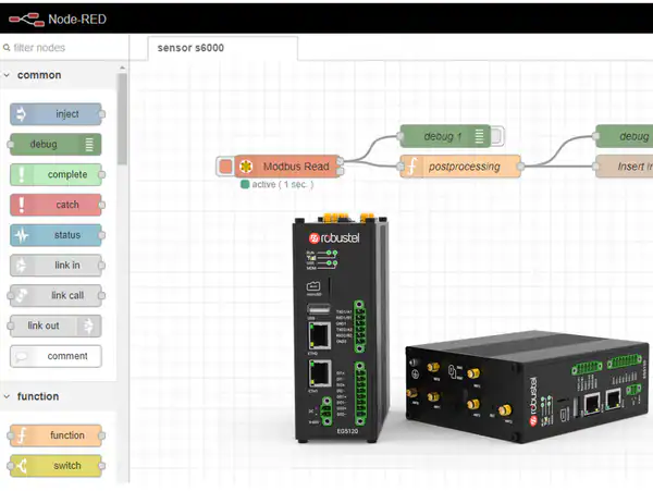 Illustration of EG5120's Node-RED interface.