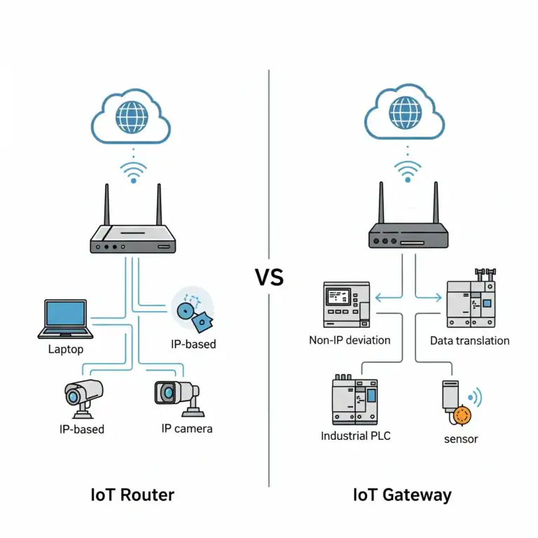Illustration of iot router vs iot gateway.