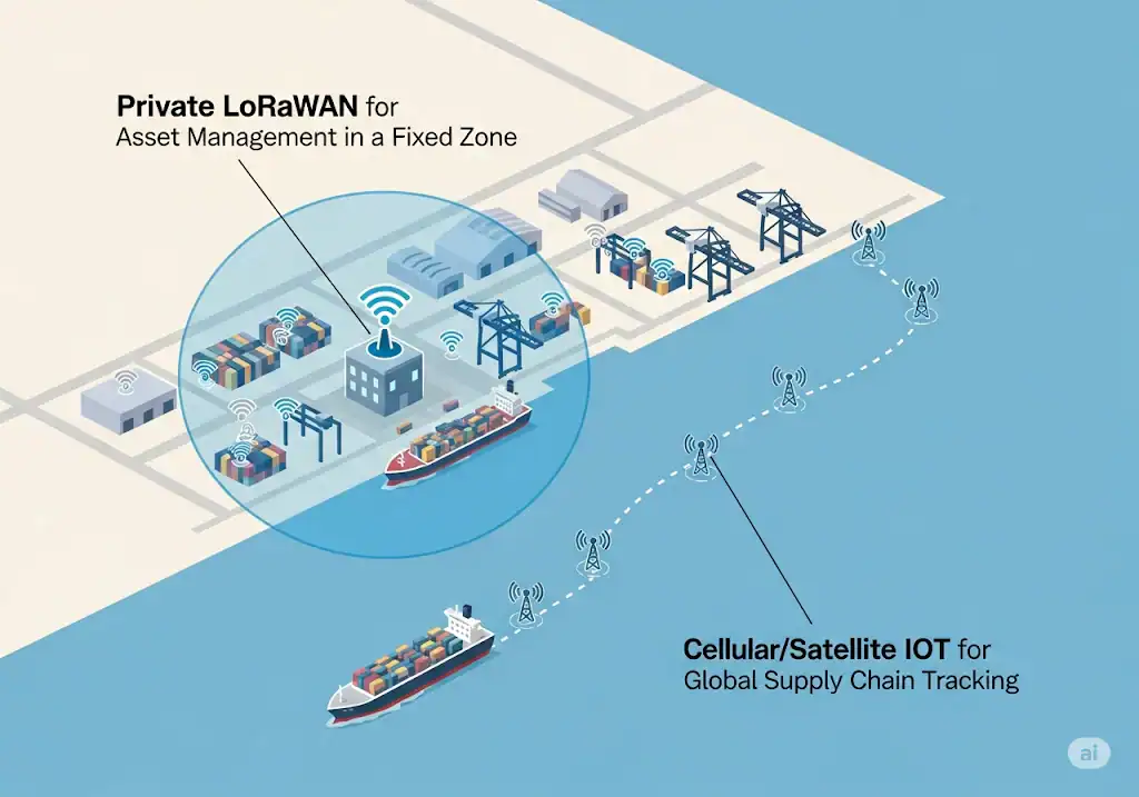 Illustration of private lorawan network.