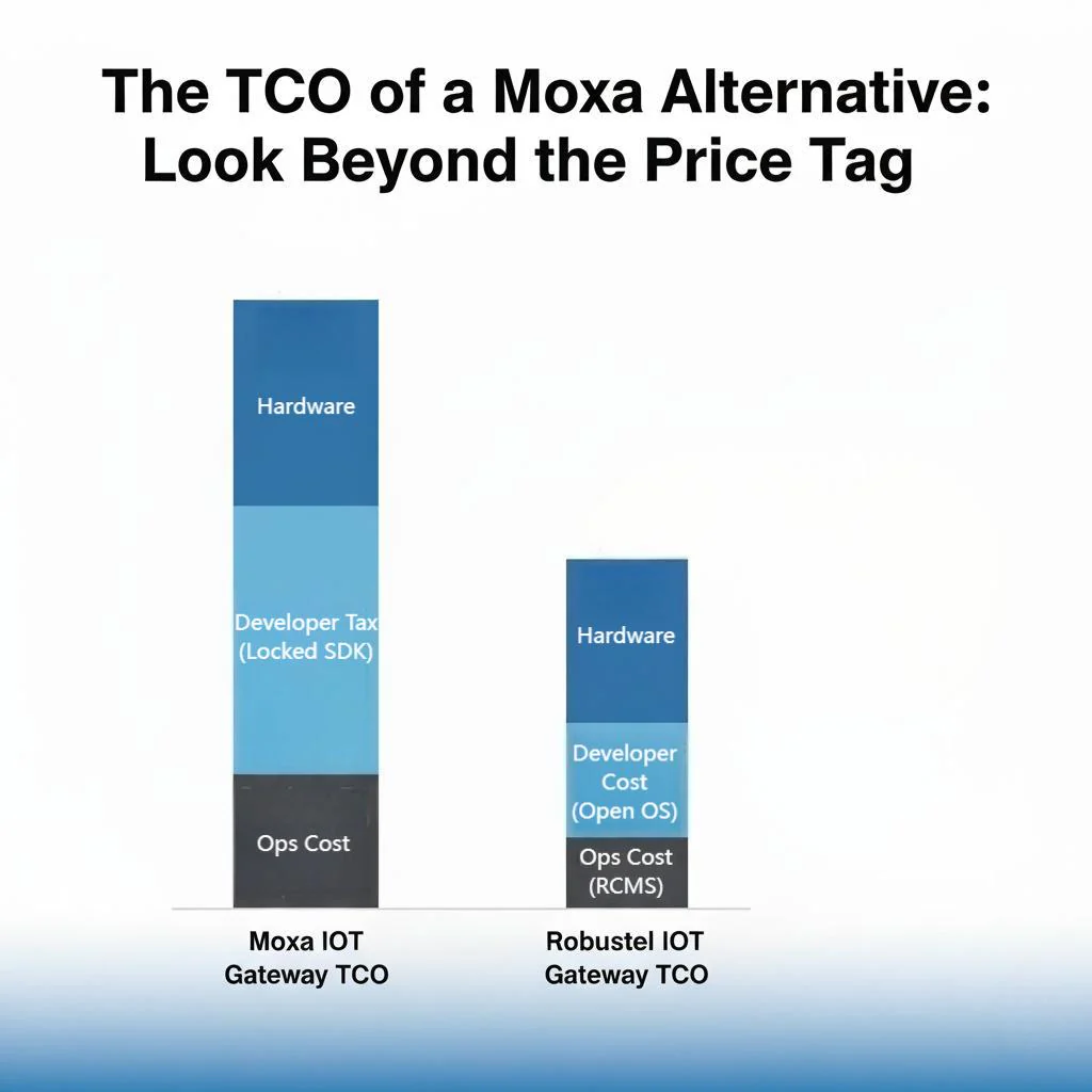 Illustration of the TCO of a Moxa Alternative.