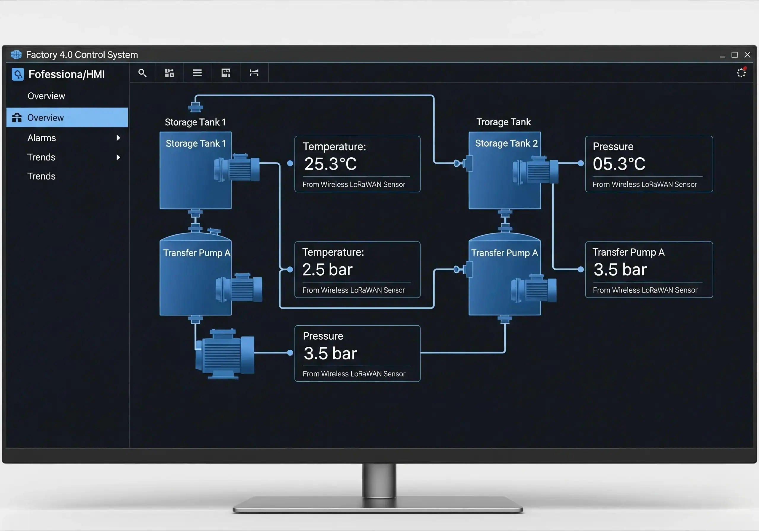 Illustration of factory control system.