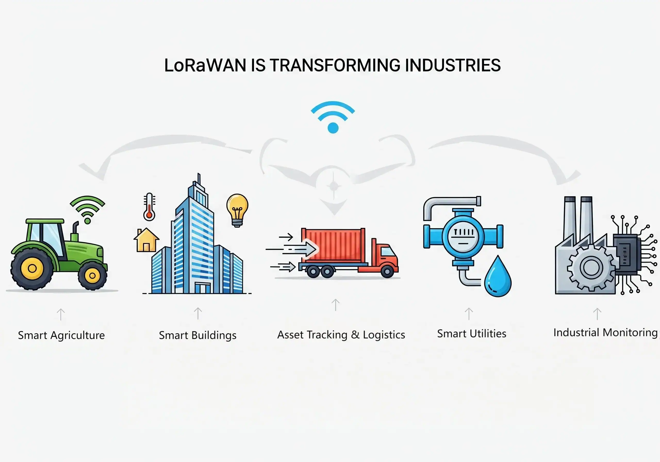 Illustration of LoRaWAN top 5 use cases.