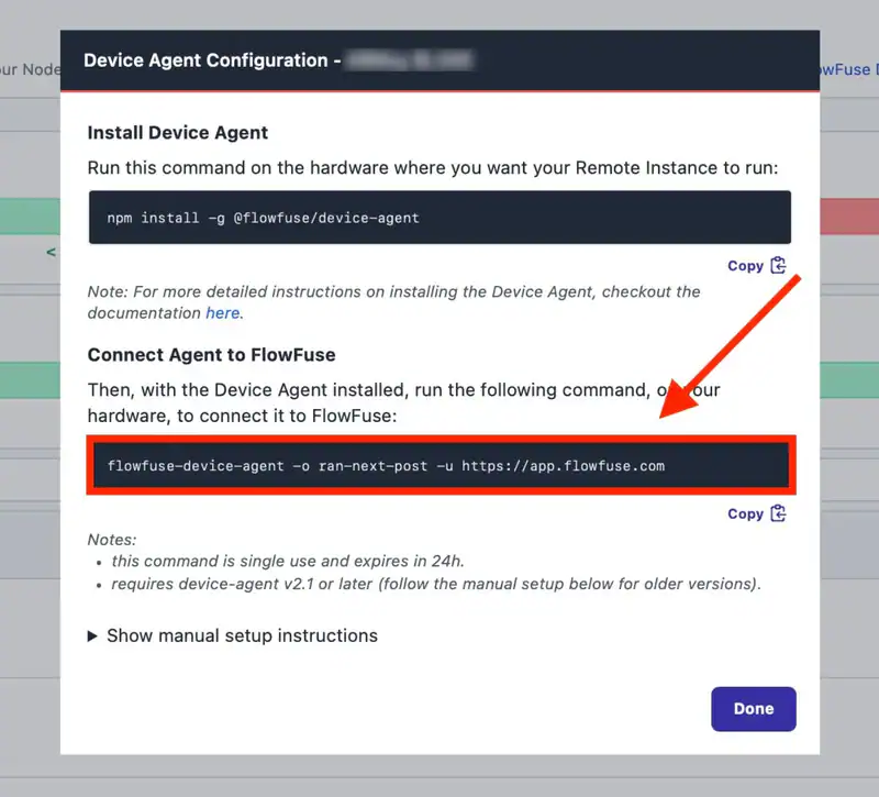 Image of device agent configuration.