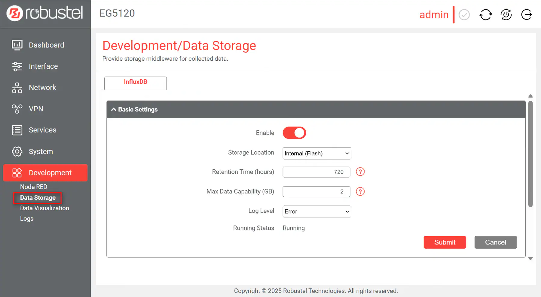 Image of EG5120's dashboard.