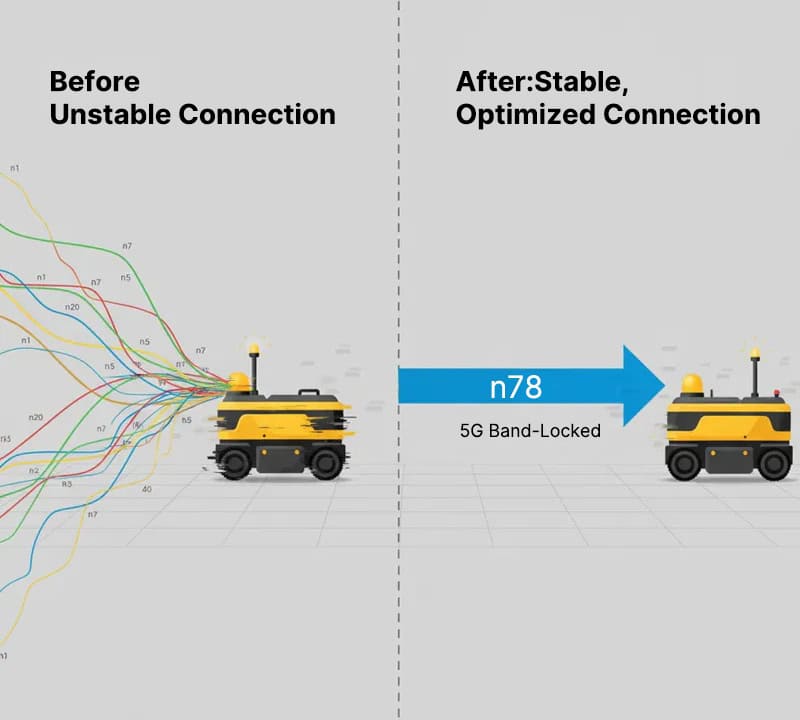 Image of comparison between before and after 5g band-locked.