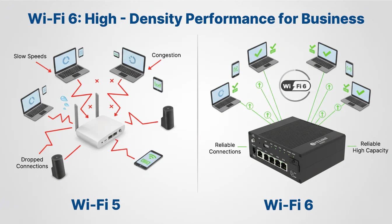Image of wi-fi 6's high-density performance for business.