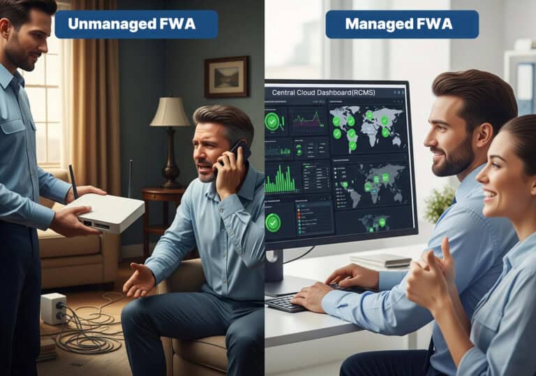 Image of difference between unmanaged and managed 5g FWA