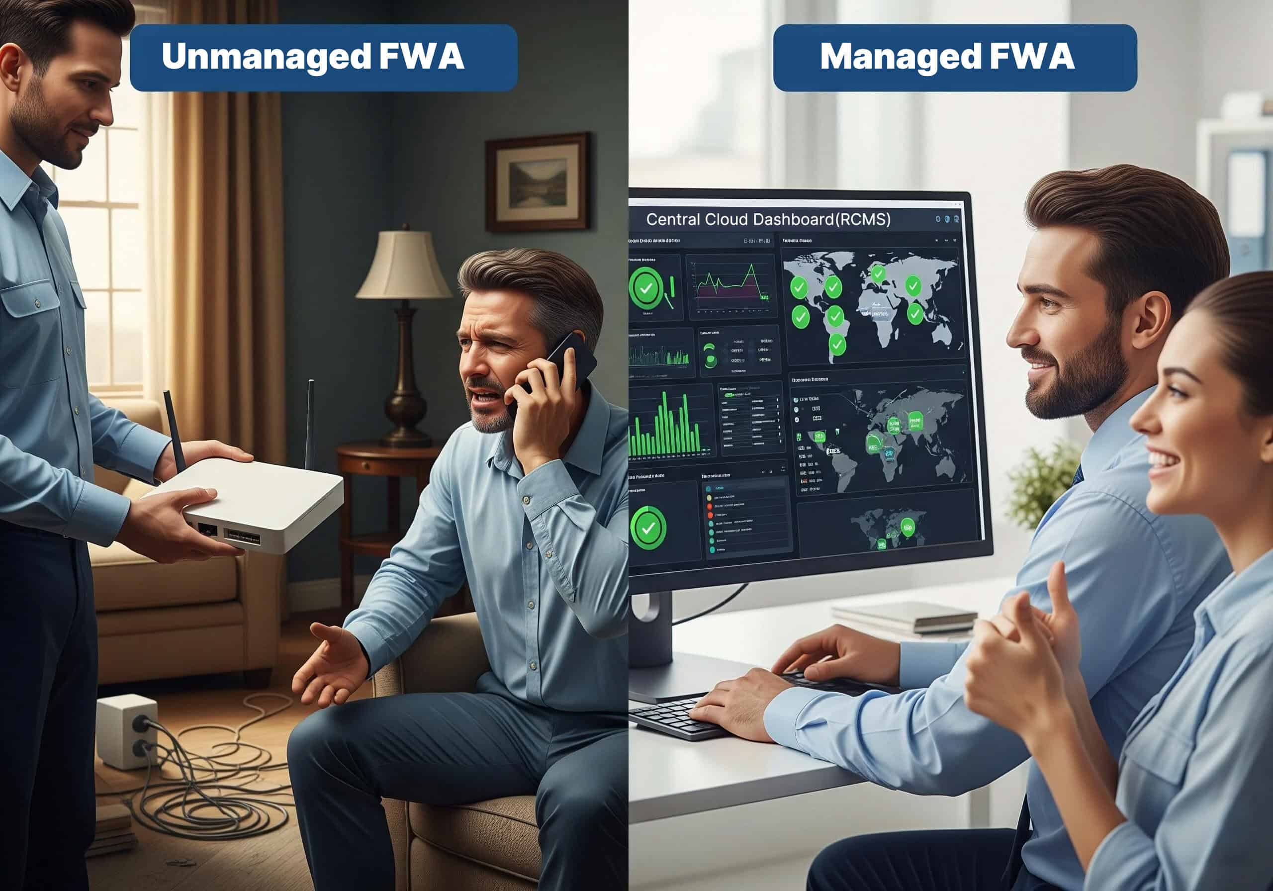 Image of difference between unmanaged and managed 5g FWA