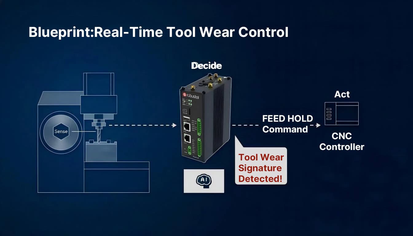 Image of how Robustel Edge computing benefits CNC machines.
