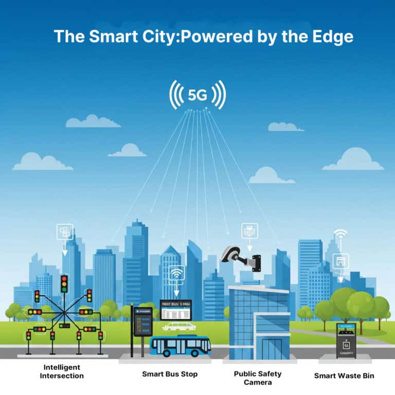 Image of how Robustel Edge computing gateway benefits smart cities.